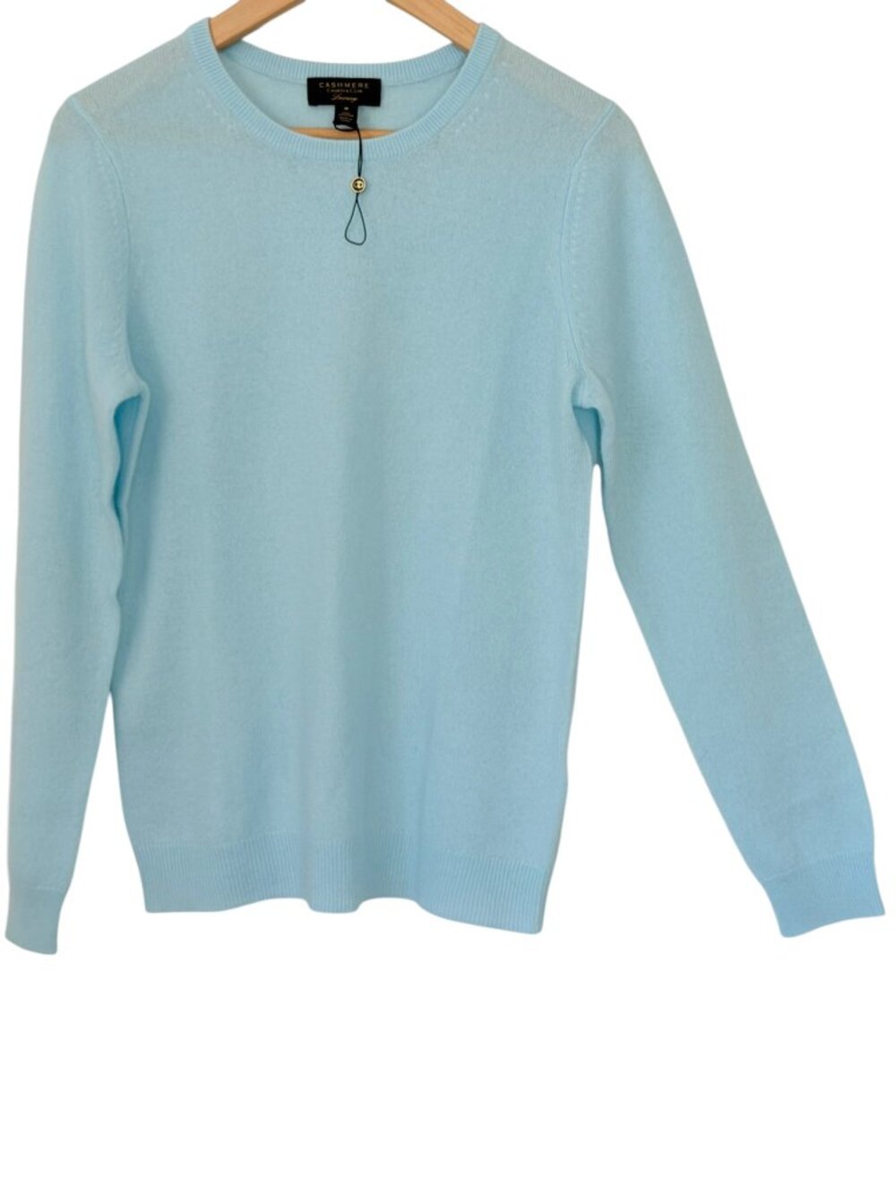 NWOT Charter Club Luxury 100% Cashmere Crewneck Long Sleeve Sweater Baby Blue M